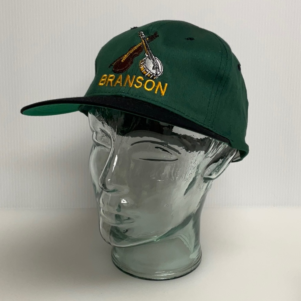 BRANSON Hat OS Snap Back Adjustable Cotton Musical Instruments Green Black